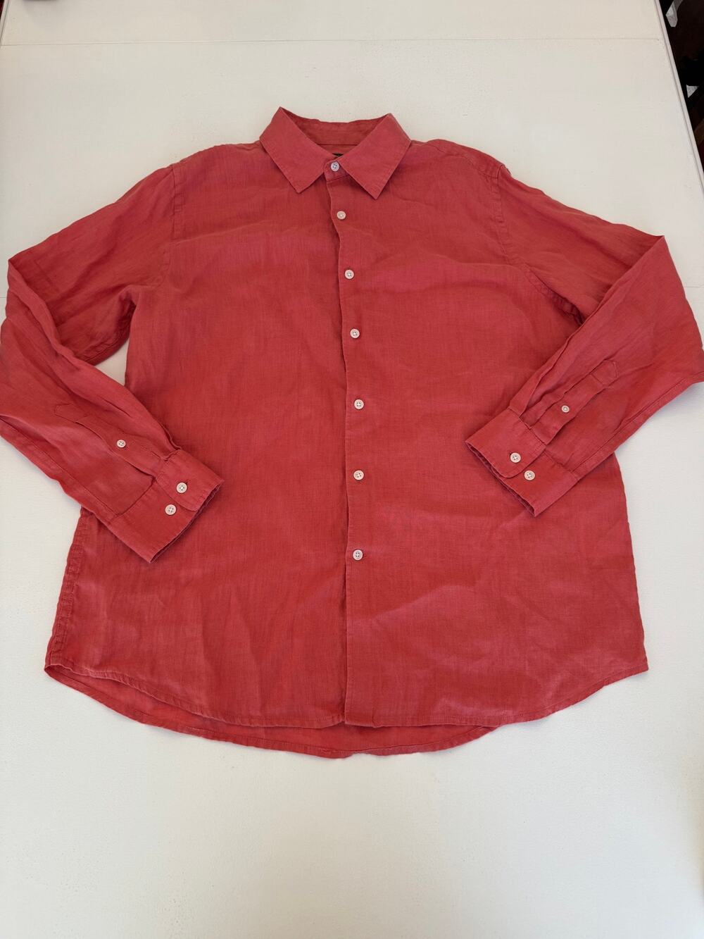 Club Room Luxury 100% Linen Women's Coral Button Up Shirt Size Large